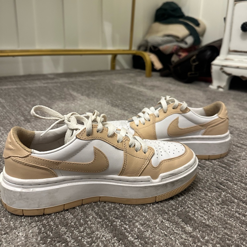 Nike Women’s Beige and White Platform Sneakers